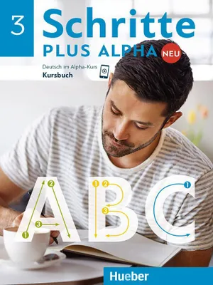 A man is shown writing in a notebook, with large letters A, B, and C overlaid on the image, indicating a learning context.