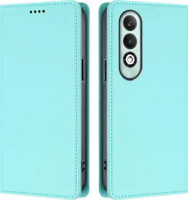 Image de Étui en cuir pour Oppo K12X 5G, étui à rabat magnétique en cuirPolyuréthaneavec support, vert menthe
