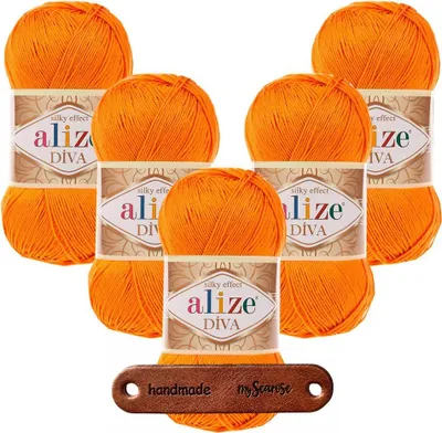 Produktbild von ALIZE Diva 120 Microfaser Polyacryl Garn mit Seideneffekt, 5 Knäuel à 100g (350m)