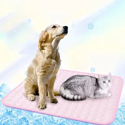 Produktbild von Kühlmatte für Hunde, 40 x 50 cm, selbstkühlend, rutschfest, waschbar, rosa, für Haustier