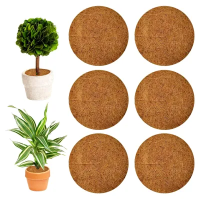Produktbild von Kokos-Mulchscheibe, 6er Set, Kübelabdeckung für Pflanzenschutz und Winterschutz, Kokosmatte für Pflanzen, Frostschutzmatte (20cm)