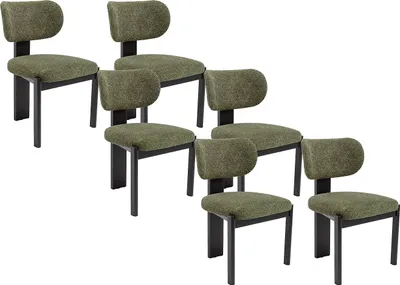 Produktbild von Stuhl 6er-Set - Bouclé-Stoff & Kautschukholz  -Schwarz & Khaki - WILANA
