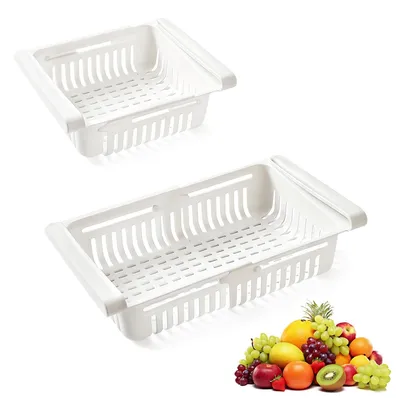 Aufbewahrungsbox für Kühlschrank, einziehbare Schublade, weiß