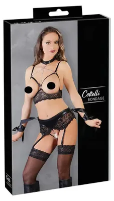 Obrázok produktu pre Cottelli Bondage - y čipkovaná spodná bielizeň set - 5 dielov - S