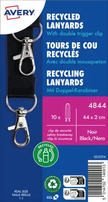 Obrázek produktu pro AVERY Zweckform 4844 AVERY šňůrka na krk s dvojitým karabinou, 20 x 440 mm, černá