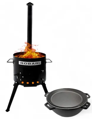Produktbild von ROBARI Utschak Set mit Kazan aus Gusseisen 12l Pfannendeckel