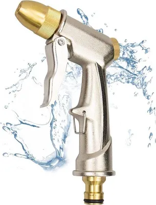 Produktbild von Famanu Gartenhanddusche - 100% Metall - Hochdruck Garten-Spritzpistole - Verstellbare Wasserstrahlarten