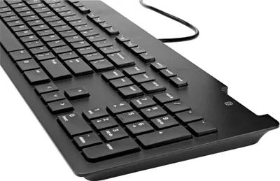 Image de HP Thin Keyboard BusinessSmartcard, Taille complète (100%), Câble, USB, Interrupteur mécanique, Noir