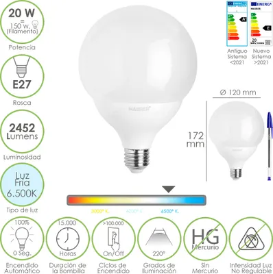 Image de Maurer 19073189, 20 W, 150 W, culot E27, 2452 lumens