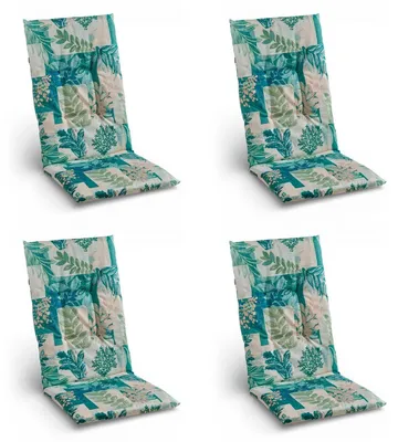 Produktbild von Gartenstuhlauflagen - 48 x 118 cm - Beige - Blau - Grün - Hochlehner - 4er Set
