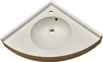 Produktbild von Eckwaschbecken, asymmetrisch, weiß, 65 x 65 cm