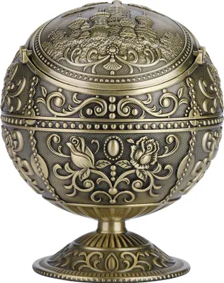 Produktbild von Vintage Art Craft Aschenbecher Metal Rundkugel Stempelmuster Geschenkdekoration (antike Messing)