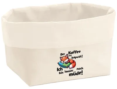 Produktbild von Huuraa Organizer Kaffee kaputt immer noch Müde süßer Fuchs 8 Liter Large Canvas Baumwolle Utensilo Geschenkidee