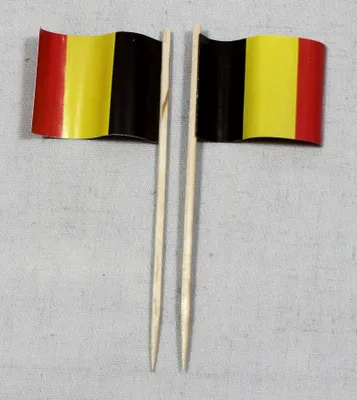 Produktbild von Party-Picker Flagge Belgien Papierfähnchen in Spitzenqualität 25 Stück Beutel