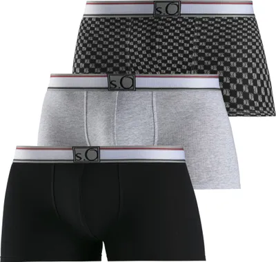Produktbild von s.Oliver Boxershorts 3 -teilig schwarz, grau meliert, bedruckt Größe S