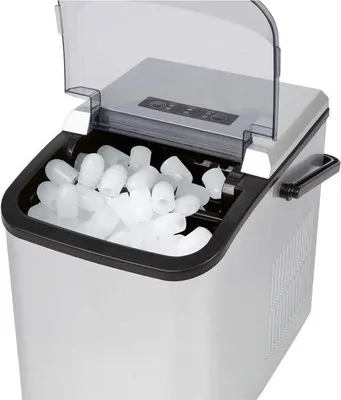 Image de Machine à glaçons automatique argentée avec fonction d'auto-nettoyage - 12 kg/24 heures - Réservoir d'eau d'une capacité de 1,5 litre