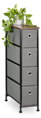 Schmaler Ladekasten 4 Stoffschubladen 76x20x48 cm
