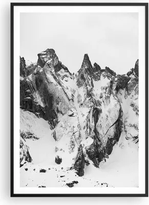 Produktbild von Gerahmtes Poster - Schwarzer Rahmen - Alpen Schnee Monochrom - 70x100 cm - Wand Bild - Wanddeko - Wandbilder - Kunstposter - Wandposter - Bilderrahmen - Bilder - Kunstdruck - P2BPA70x100-4405