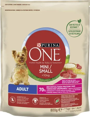 Produktbild von PURINA One Mini Adult Rindfleisch, Reis - Trockenfutter für Hunde - 800 g