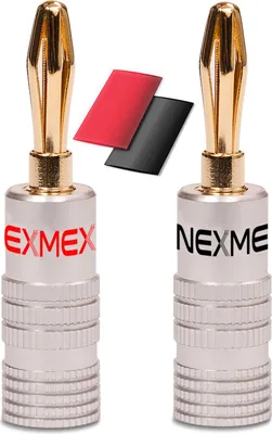 Produktbild von Bananenstecker NEXMEX 2x High End Stecker mit Schrumpfschlauch 24K vergoldet