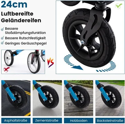Produktbild von Rollator faltbar und leicht mit Sitz Aluminium bis 160 kg 2 in 1 Rollstuhl & Reiserollator Blau