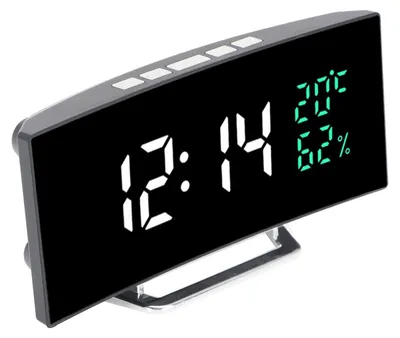 LED-Spiegelwecker, sprachgesteuert, mit USB und Batteriebetrieb