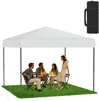 Image de Tente pliante XMTECH Pop-Up Pavillon 3x3 m, imperméable et protection UV, montage rapide à un seul bouton, hauteur réglable sur 3 niveaux, blanc (sans parois latérales)