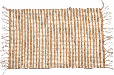 Zdjęcie produktu dla GIFTDECOR | Dywan - 60 x 90 cm - biało-beżowy - z frędzlami - juta