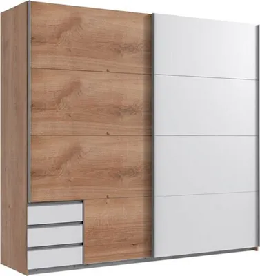 Produktbild von Schwebetürenschrank Emden Kleiderschrank 225x64x210cm plankeneiche weiß