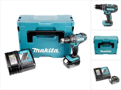 Image de Makita DHP 482 RF1J Perceuse-visseuse à percussion sans fil 18V 62Nm + 1x batterie 3,0Ah + chargeur en Makpac
