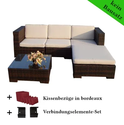 Obrázek produktu pro Poly ratanový zahradní nábytek California černý hliníkový set Lounge zahradní sedací souprava zahradní set
