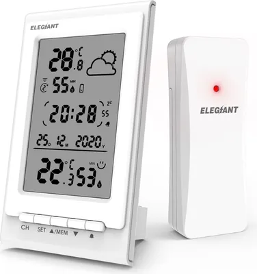 Produktbild von Elektronische Wetterstation Thermometer Kalender Barometer Uhr, Innen und Außen, 3 Senderkanäle, Touchscreen