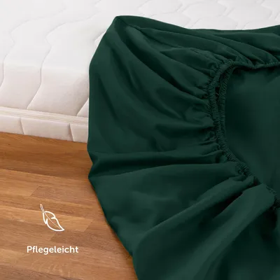 Obrázek produktu pro Prostěradlo Blumtal 200x200 cm - Prodyšné prostěradlo z mikrovlákna v tmavě zelené barvě - Měkké prostěradlo pro osvěžující noci