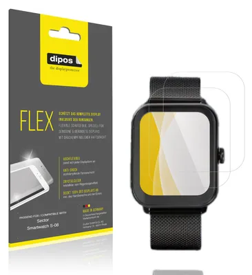 Image de 2x Film de protection d'écran pour Sector Smartwatch S-08, recouvre 100% de l'écran, dipos Flex