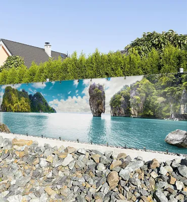 Produktbild von Balkonbanner Strand Berge Balkon Sichtschutz Garten