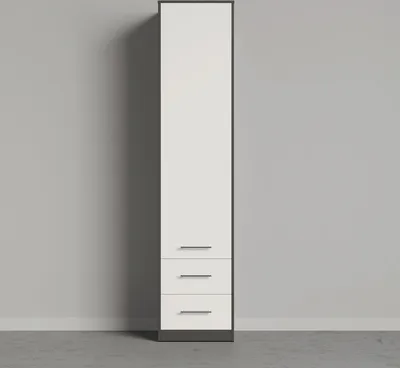 Produktbild von SMARTBett Schrank Kleiderschrank Aktenschrank 50cm mit 2 Schubladen Anthrazit/Weiss