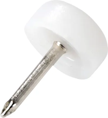 Produktbild von Adsamm® | 100 x Kunststoffgleiter mit Nagel | Ø 13 mm | Weiß | rund | Möbelgleiter mit Stift in  von Adsamm®