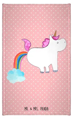 Produktbild von Mr. & Mrs. Panda Handtuch Einhorn Pupsen - Rot Pastell - Geschenk, Regenbogen, gäste wc, Gästehandtuch Bunt, Lustig, Kleines, Freundin, Unicorn, Klein, Frotteetuch, Pups