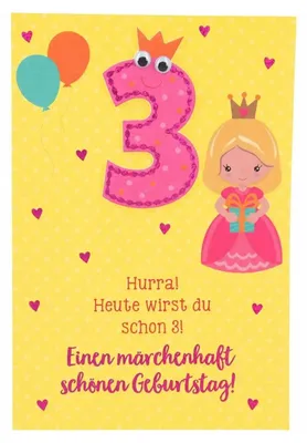 Produktbild von 11566 Depesche Zahlenkarte, Glückwunschkarte-Hurra! Heute wirst du schon 3! Einen...