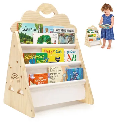 Produktbild von Holz Kinderbuchregal für Kinder mit Stauraum
