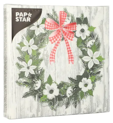 Obrázek produktu pro Papstar Vánoční věnec 3vrstvé ubrousky 33x33cm 20 kusů