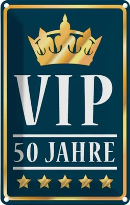 Produktbild von vianmo Blechschild 18x12 cm VIP 50 Jahre blau/weiß Geburtstag Feiern Party