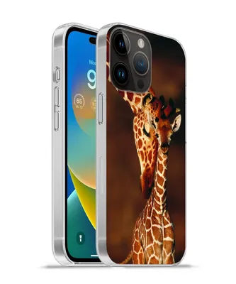 Produktbild von MuchoWow® Handyhülle Schutzhülle Hülle für Apple iPhone 14 Pro - Softcase Giraffe - Kalb - Porträt Silikon Softcase Handy Hülle - Umschlag