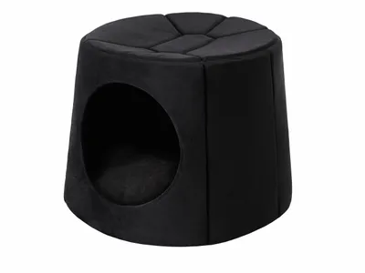 Produktbild von Hundehöhle Hundebett Katzenbett Hundehütte Haustierbett Hundehaus Hundeliegen Hundesofa Korb Sofa Hundekissen Schlafplatz, Schwarz, 2: ?70 x 53 cm