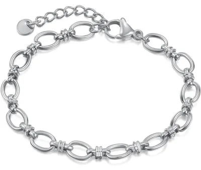 Immagine prodotto di Bracciale da donna, acciaio inossidabile, modello a maglie, argento e oro, lunghezza 17+4 cm