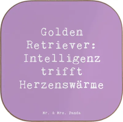 Produktbild von Mr. & Mrs. Panda Untersetzer für Gläser Spruch Golden Retriever Liebe - Lavendeltraum - Geschenk, Hunderassen Beschreibung, Familienhund, Getränkeuntersetzer, Coaster