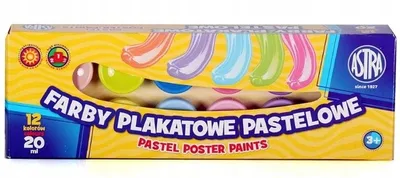 Zdjęcie produktu dla Farby plakatowe ASTRA 12 kolorów 20 ml pastelowe