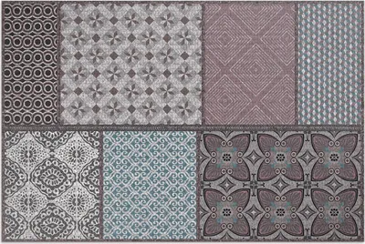 Produktbild von Eine Kombination aus Stoffimitationsmustern – Vinylteppich – 140x210 cm – Outdoor Teppich – Terrasse – Wetterfest – Modern