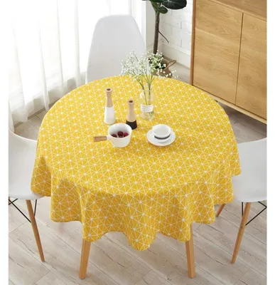 Immagine prodotto di Tovaglia rotonda in cotone e lino, diametro 90 cm, colore giallo
