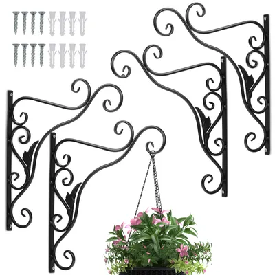 Produktbild von Jopassy 4 Stück Haken Wandhalterung Blumenhaken Pflanzenhaken Haken f. Blumenampel Laternenhaken Blatt 35cm